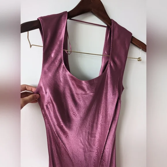 Dynamite Purple Satin Slip Midi Dress - Picture 4 of 7
